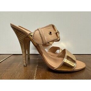 Giuseppe Zanotti women size 37 US 7 copper color leather slip on heel sandal